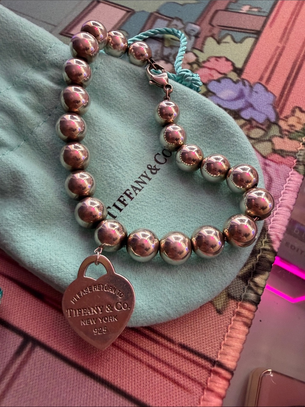 Tiffany & Co. Sterling Silver Bead Bracelet with Heart Tag - Silver